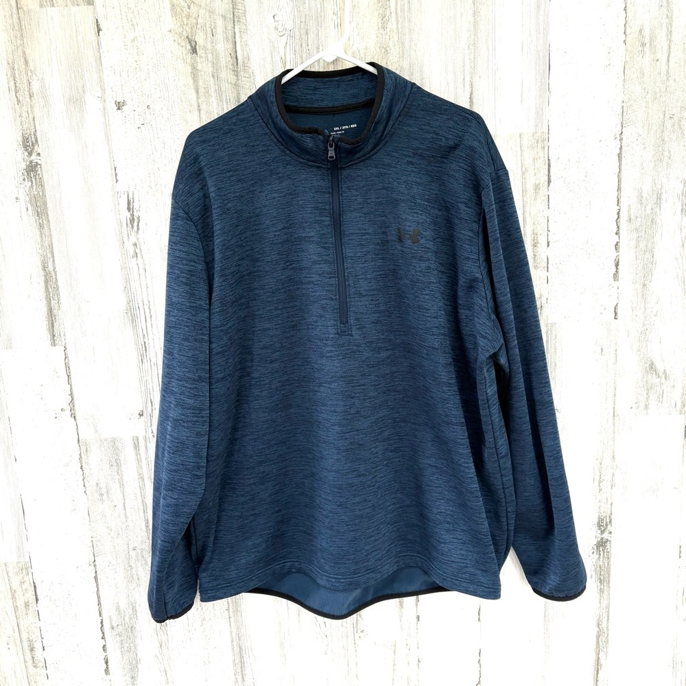 Under Armour Men’s 1/4 Zip Loose Pullover In Blues Size 2XL 100% Polyester